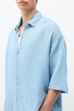 Müslin Kumaş Rahat Kalıp Keten Takım Bebe Mavi