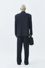 Costume croisé coupe décontractée, bleu marine