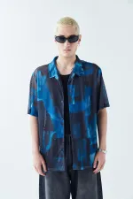 Patterned Corduroy Oversize Shirt Pattern-12