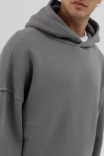 Sweat à capuche basique oversize sans coutures, gris foncé