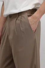 Pantalon ample en tissu, couleur vison