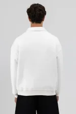 Basic Polo Yaka Sweatshirt Ekru
