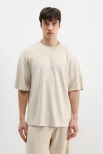 Modal Karışımlı Oversize Tişört Taş
