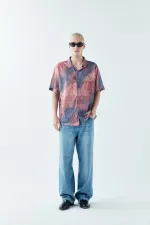 Patterned Corduroy Oversize Shirt Pattern-5