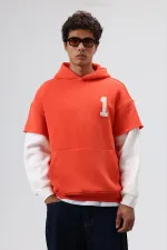 Sweat à capuche oversize avec détails aux manches, orange