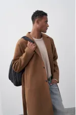 Kemerli Oversize Kaşe Kaban Kahve