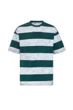 T-shirt oversize rayé délavé menthe - blanc
