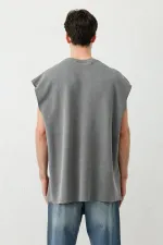 Basic Sleeveless T-Shirt, Dark Gray