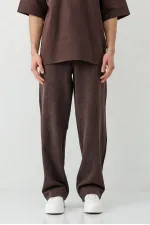 Baggy Fit Yıkamalı Eşofman Alt Kahve