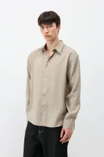 Chemise oversize beige en modal