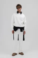 Basic Baggy Sweatpants Bottoms, Ecru