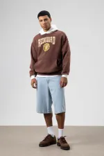 Sweat à capuche imprimé oversize, couleur café