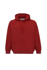 Sweat à capuche oversize basique avec poche, rouge