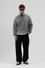 Sweat-shirt noir oversize imprimé délavé