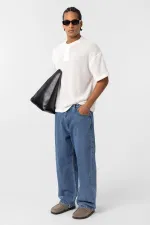 Basic Oversize Button-Down T-Shirt, Ecru