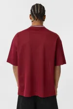 Oversize V-Neck Jersey T-Shirt Burgundy