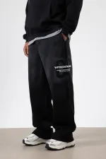 Oversize Baskılı Eşofman Takım Siyah Oversize Baskılı Eşofman Takım Siyah