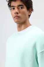 Basic Oversize Yıkamalı Sweatshirt Mint