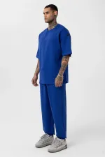 Paça Lastikli Basic Oversize Eşofman Takımı Saks