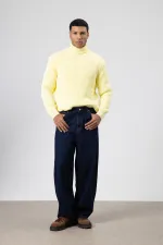 Oversize Triko Boğazlı Kazak Sarı