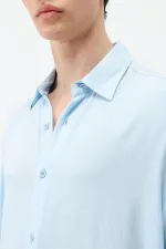 Chemise oversize texturée légère, bleu ciel