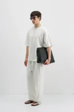 Modal Karışımlı Oversize Tişört Ekru