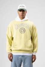 Sweat à capuche imprimé oversize jaune