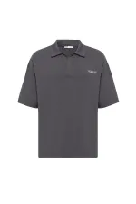 Polo Yaka Oversize Tişört Füme