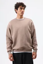 Sweat-shirt basique oversize délavé, couleur vison