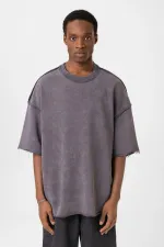Yıkamalı Oversize Tişört Füme