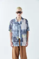 Patterned Corduroy Oversize Shirt Pattern-8