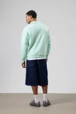 Sweat-shirt oversize à col zippé menthe
