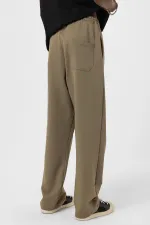 Pantalon de survêtement basique à taille élastique, kaki