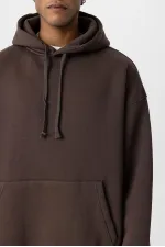 Sweat à capuche basique oversize délavé couleur café
