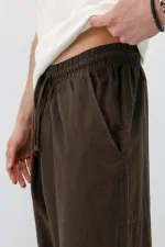 Super Baggy Fit Keten Pantolon Kahve