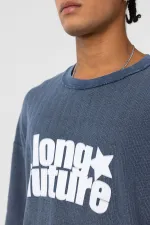 T-shirt oversize en maille délavée indigo