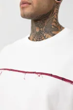 Yıkamalı Arka Baskılı Oversize Tişört Ekru