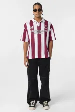 Oversize Polo Yaka Forma Tişört Bordo