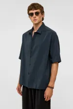 Basic Oversize Short-Sleeve Modal Shirt, Dark Gray