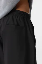 Black Baggy Pants with Elastic Waistband