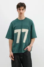 Numara Baskılı Oversize Tişört Nefti