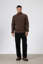 Oversize Triko Boğazlı Kazak Vizon