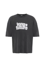 T-shirt oversize en maille délavée noire