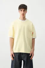 Kısa Kollu Oversize Cepli Tişört Sarı