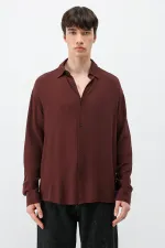 Chemise oversize légèrement texturée bordeaux