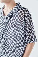 Patterned Corduroy Oversize Shirt Pattern-10