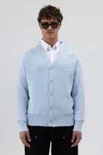 Sweat-shirt oversize à boutons, bleu ciel