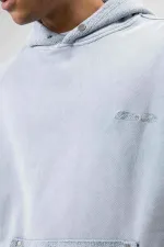 Sweat à capuche gris oversize à imprimé délavé