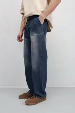 Jean ample à poches, teinte verte