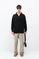 Uzun Kollu Basic Oversize Gömlek Siyah